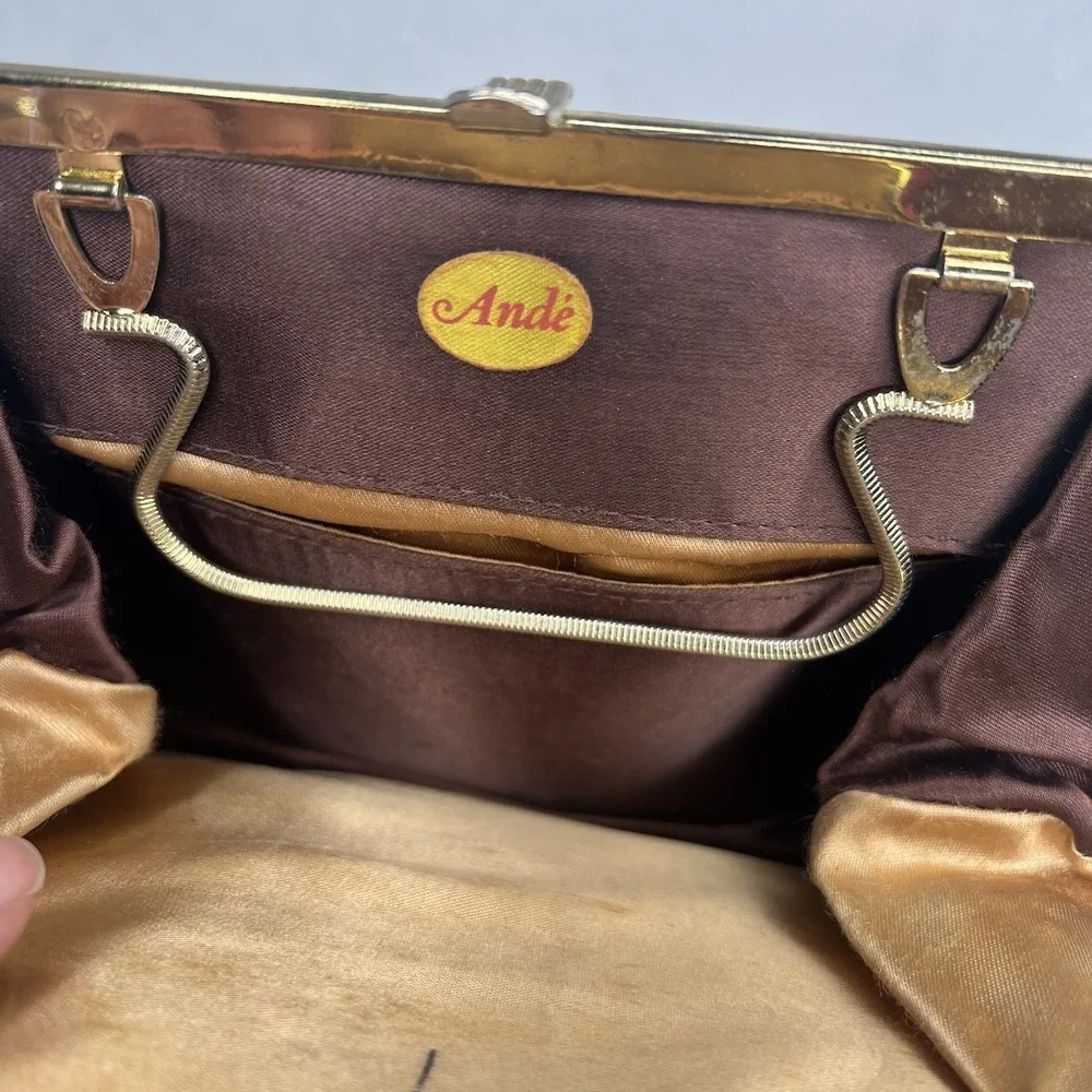 Vintage‎ 50s 60s Andé Pearlescent Leather Faux Leather Evening Bag Hidden Handle